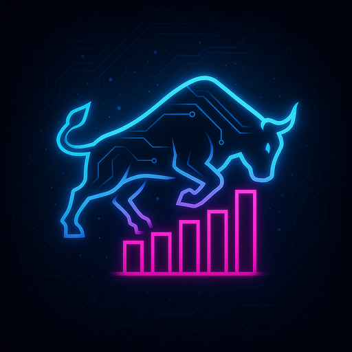 MeinStier logo: a neon bull climbing a rising bar chart